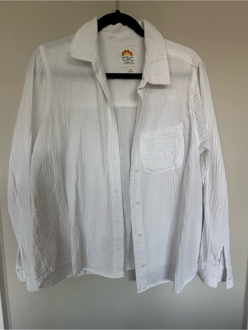 C&C California White Lightweight Textured Button-Down Shirt